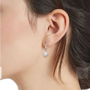 Adriana Orsini Rhodium Plated & Cubic Zirconia Drop Huggie Earrings